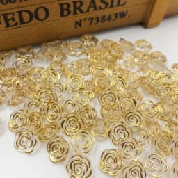 50 pcs Gold Transparent Rose Flower Acrylic Buttons for Decoration Handmade Craft Sewing Accessories PT134