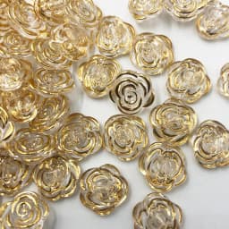 50 pcs Gold Transparent Rose Flower Acrylic Buttons for Decoration Handmade Craft Sewing Accessories PT134