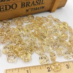 50 pcs Gold Transparent Rose Flower Acrylic Buttons for Decoration Handmade Craft Sewing Accessories PT134