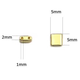 BTFBES Flat Square Hematite Double-hole Rose Gold Color Natural Stone 5x5mm Loose Beads For trendy Jewelry bracelet Making Diy