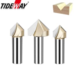Tideway 90 Degrees V-type Woodworking Milling Cutter Carbide CNC Router Bit V Groove for Wood MDF Cutting Slotting Engraving