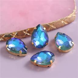 New Teardrop Glass Sew On Rhinestones With Gold Claw Glitter Crystals Stones For Sewing Clothes Shoes Diy 10x14mm 13x18mm