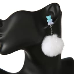 1Pair Cute Stud Earrings Multicolours Bear Candy Charms Resin Crafts with Puffer Ball Fashion Jewelry Gift