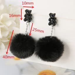 1Pair Cute Stud Earrings Multicolours Bear Candy Charms Resin Crafts with Puffer Ball Fashion Jewelry Gift