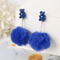 1Pair Cute Stud Earrings Multicolours Bear Candy Charms Resin Crafts with Puffer Ball Fashion Jewelry Gift
