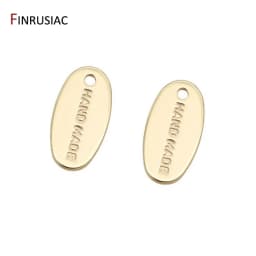 DIY Jewelry Making 14k Gold Plated " HAND MADE" Letter Tag Charm Pendants Accessories For Bracelet Necklace