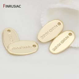 DIY Jewelry Making 14k Gold Plated " HAND MADE" Letter Tag Charm Pendants Accessories For Bracelet Necklace