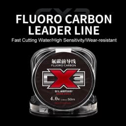 Kingdom CX3 Fluorocarbon Fishing Lines 50m Super Smooth & Stiff Monofilament Leader Carbon Fishing Line Invisible Sinking Line