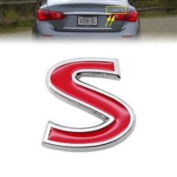 1 Pcs Red S Logo Car Sticker 3D Emblem Badge Decal Decoration Accessories For Infiniti Q50 Q50S Q50L G37 G25 QX70 FX35 FX37