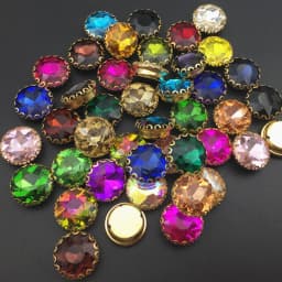 All size round glass Crystal Gold base lacy claw flower flat top shape Sew on rhinestone wedding dress bags shoes decoration diy