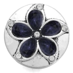 6pcs/lot Ink Blue Snap Jewelry Rhinestone Flower 18mm Snap Buttons Jewelry Fit 18mm 18mm Leather Snap Button Bracelet