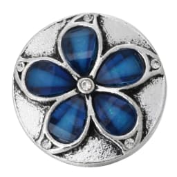 6pcs/lot Ink Blue Snap Jewelry Rhinestone Flower 18mm Snap Buttons Jewelry Fit 18mm 18mm Leather Snap Button Bracelet