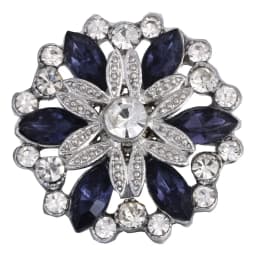 6pcs/lot Ink Blue Snap Jewelry Rhinestone Flower 18mm Snap Buttons Jewelry Fit 18mm 18mm Leather Snap Button Bracelet