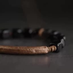 Cubic Black Obsidian Stone Golden Metal Bracelet With Handcrafted Antique Brass Accessories Trendy Jewelry for Male Female