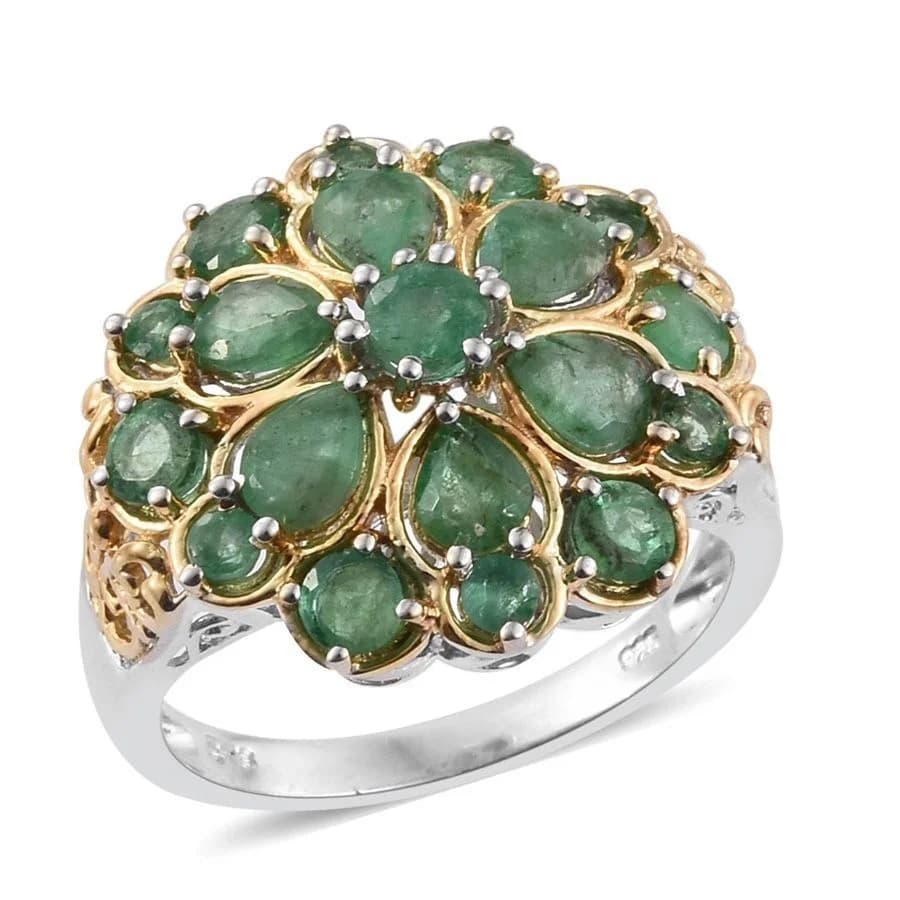 Fashion 2 Gold Color Green  Zircon Rings Set for Wedding Engagement Promise Bridal Party Jewelry