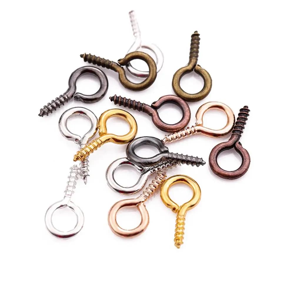 200pcs Small Tiny Mini Eye Pins Eyepins Hooks Eyelets Screw Threaded Gold Clasps Hooks Jewelry Findings For Making DIY