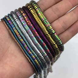 Gold Color,Purple,Green,Flat Round Coin Hematite 3/4/6/8mm Natural Stone Spacers Loose Beads For Jewelry Making DIY Accessories