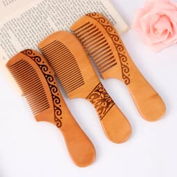 1PC Natural Peach Wood Handcrafted Fine Tooth Comb Anti-Static Head Massage Hairbrush Classic Comb Hair Styling Hair Care Tool