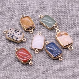 Natural Stone Two-hole connector Exquisite Charms Rectangle Pendant For Jewelry Making DIY Necklace Bracelet Accessory