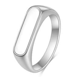 VQYSKO Mother Of Pearl Waterproof Tarnish Free Ring Signet Ring Dainty Bar Beautiful Gift For Her Him Staple Jewelry