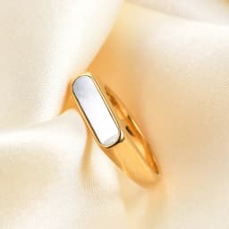 VQYSKO Mother Of Pearl Waterproof Tarnish Free Ring Signet Ring Dainty Bar Beautiful Gift For Her Him Staple Jewelry