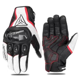 Motorcycle Leather Gloves Carbon Fibre Four Seasons Waterproof Touch Screen Non-slip Motorbike Gloves Perforated Ventilate