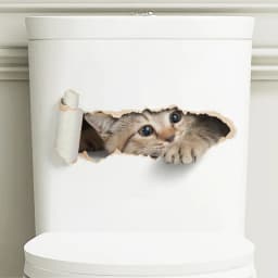 Torn Peeping Kitten Toilet Sticker 3D Effect Bathroom Toilet Seat Waterproof Sticker Self-Adhesive