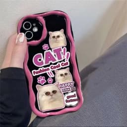 Funny Cat Case for Xiaomi POCO X6 X3 X5 M6 ProCouqe Redmi 12 12C 9C 9A 9 13C Note 12 4G 11 10 13 Pro 12S Curly Edge Cream Cover