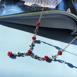 French Retro Bronze Color Y2K Necklace Gothic Red Rose Clavicle Chain Choker Acrylic Flower Pendant Elegant Jewelry Wholesale