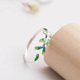Green Leaf Handmade Creative BFCLUB Silver Color Temperament Personality Fashion Female Trendy Resizable Opening Rings