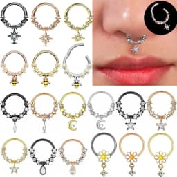 1PCS Moon Planet Septum Hoop Clicker Dangle Nose Ring Star Helix Hoop Earring Cartilage Jewelry Nose Ring Hoop Septum Piercing