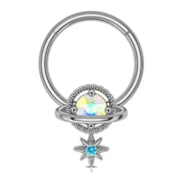 1PCS Moon Planet Septum Hoop Clicker Dangle Nose Ring Star Helix Hoop Earring Cartilage Jewelry Nose Ring Hoop Septum Piercing