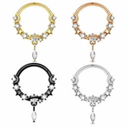 1PCS Moon Planet Septum Hoop Clicker Dangle Nose Ring Star Helix Hoop Earring Cartilage Jewelry Nose Ring Hoop Septum Piercing
