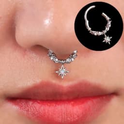 1PCS Moon Planet Septum Hoop Clicker Dangle Nose Ring Star Helix Hoop Earring Cartilage Jewelry Nose Ring Hoop Septum Piercing