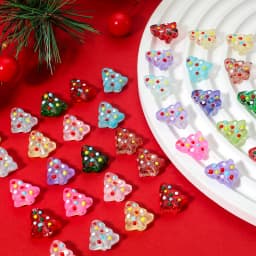 2PCs Lampwork Glass Beads Christmas Tree Multicolor Enamel Bead For DIY Charm Jewelry Making About 16mm x 15mm, Hole: Approx 1mm