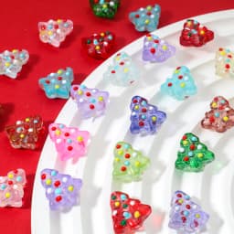 2PCs Lampwork Glass Beads Christmas Tree Multicolor Enamel Bead For DIY Charm Jewelry Making About 16mm x 15mm, Hole: Approx 1mm