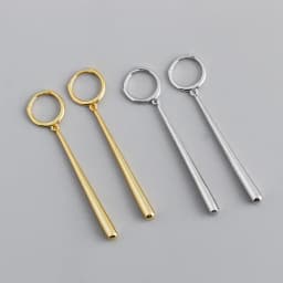 ANENJERY Silver Color Long Strip Hoop Earrings for Women French Gold Silver Waterdrop Earrings Jewelry 2022 New