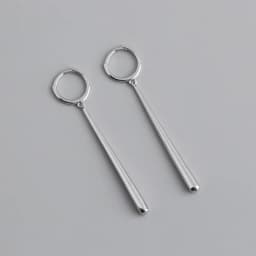 ANENJERY Silver Color Long Strip Hoop Earrings for Women French Gold Silver Waterdrop Earrings Jewelry 2022 New
