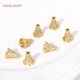 18K Gold Plated Inlaid Zircon Conical Beads Caps Tassel Caps,Separators For Beads,DIY Bracelet Earring Jewelry Making Fittings
