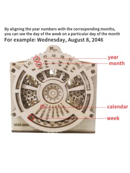 3D Wooden Puzzles Perpetual Calendar Pen Holder Mechanical Propelled Construction Model Kits For Teens and Adults,Age14+