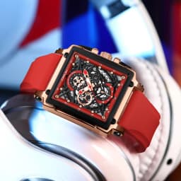 CRRJU Men's Sports Chronograph Wrist Watch For Men Army Silicone Strap Square Quartz Stop Watch Clock Man Relogios Masculino