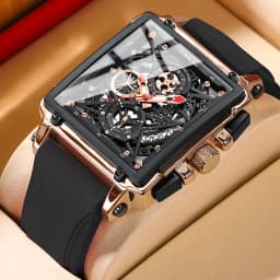 CRRJU Men's Sports Chronograph Wrist Watch For Men Army Silicone Strap Square Quartz Stop Watch Clock Man Relogios Masculino