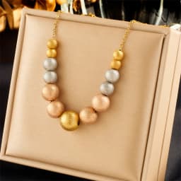 DIEYURO 316L Stainless Steel Exaggerated Large Beads Ball Necklace For Women Girl Fashion Waterproof Choker Chain Jewelry Gift