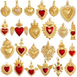 New in Sacred Red Heart Charm Victorian Love Zircon Charm Pendant,Fashion Wing 18K Gold Plated for Jewelry Making Supplies P04
