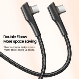 Toocki 90 Degree USB Type C To Type C Cable Dual Elbow 5A Fast Charge USBC To C Cable For Samsung Huawei Macbook Game Data Cord