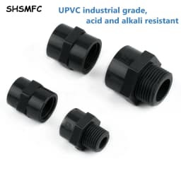Dark Grey Female/Male Thread Industrial Grade PVC Accessory Garden Irrigation Water Pipe Connectors Aquarium Adapter Tube Joints