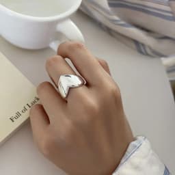 BF CLUB 925 Sterling Silver Simple Heart Rings for Women Couple Fashion Geometric Vintage Handmade Irregular Ring Party Gifts