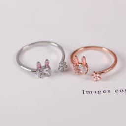 Hot Selling Fashion Jewellery Women's Ring Cute Rabbit Animal Rings Opening Adjustable Metal Ring 2021 New Pink Jewelry Gift