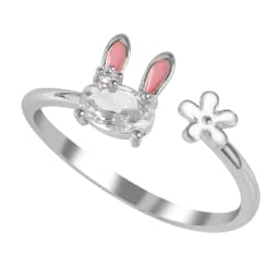 Hot Selling Fashion Jewellery Women's Ring Cute Rabbit Animal Rings Opening Adjustable Metal Ring 2021 New Pink Jewelry Gift