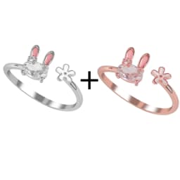 Hot Selling Fashion Jewellery Women's Ring Cute Rabbit Animal Rings Opening Adjustable Metal Ring 2021 New Pink Jewelry Gift